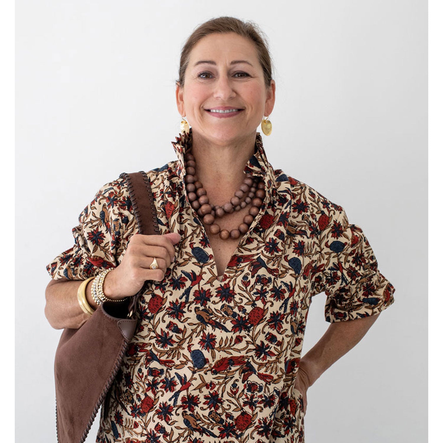 Short Beaded Necklace - Brown