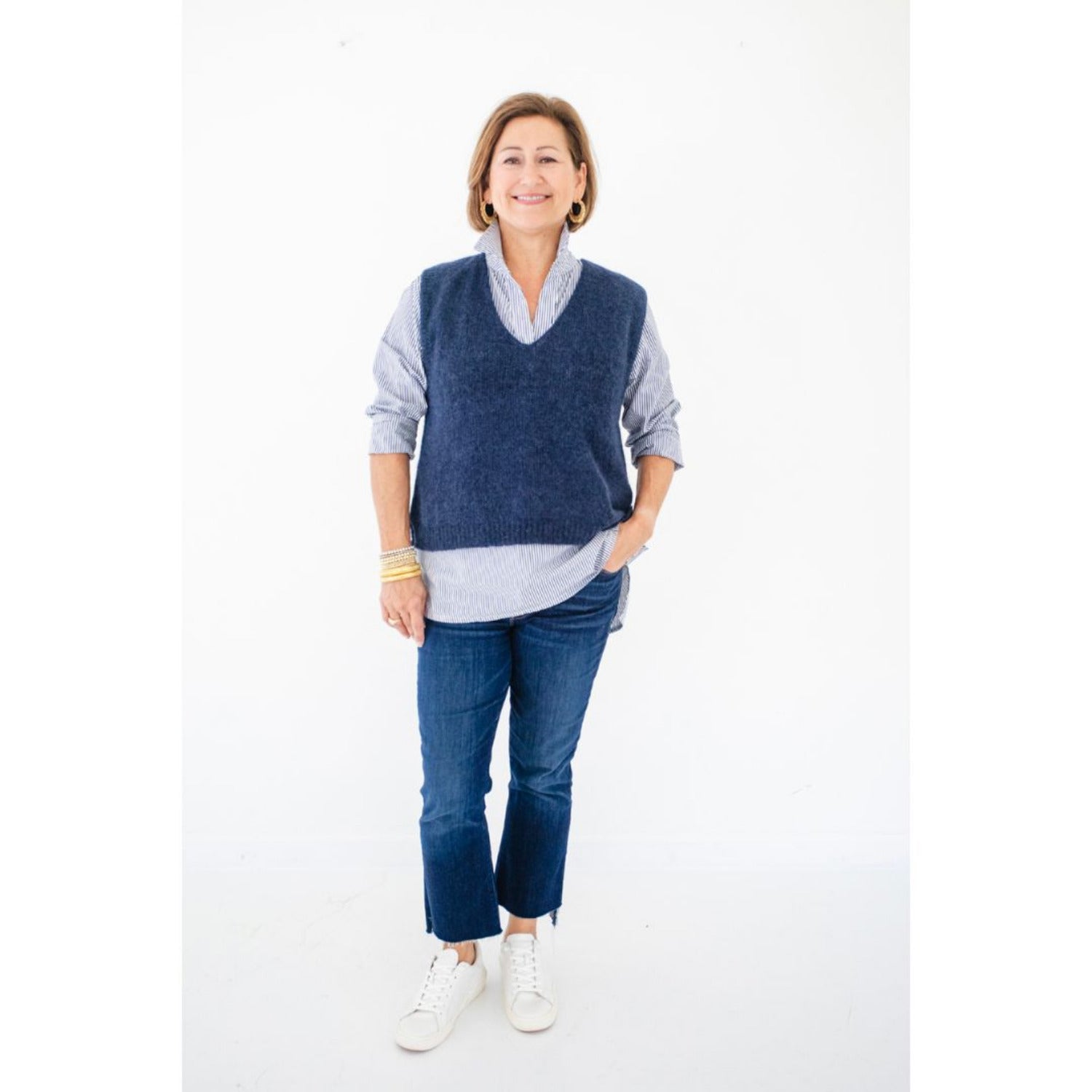 Ava Sweater Vest - Navy