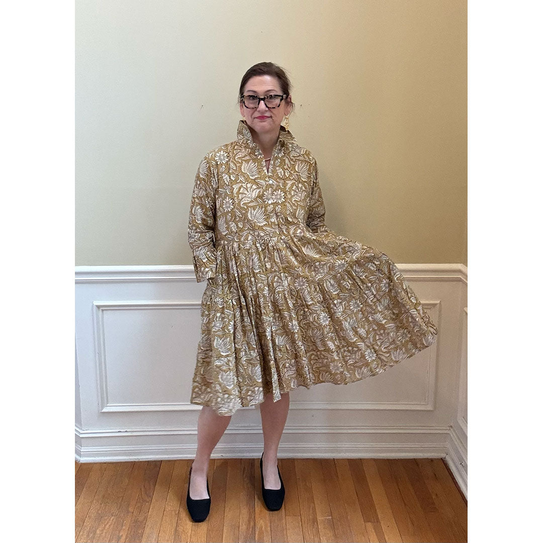 Charlotte Dress - Tan Floral