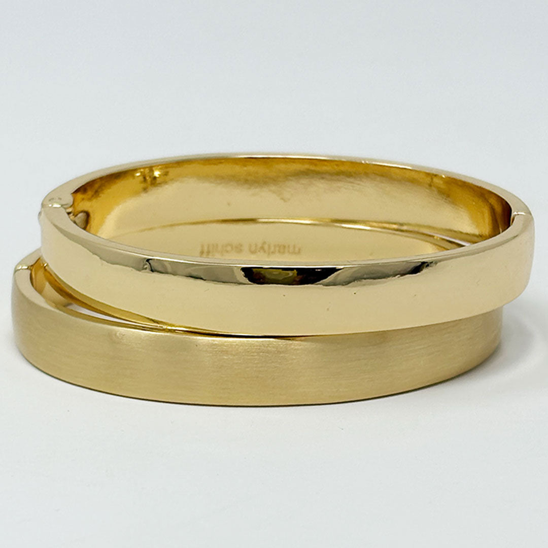 Gold Matte Hinge Bangle Bracelet - 10mm