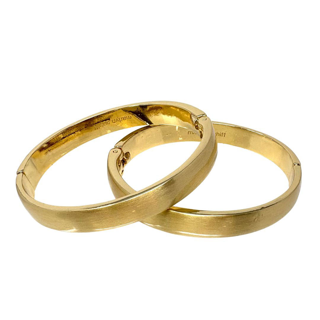 Gold Matte Hinge Bangle Bracelet - 10mm