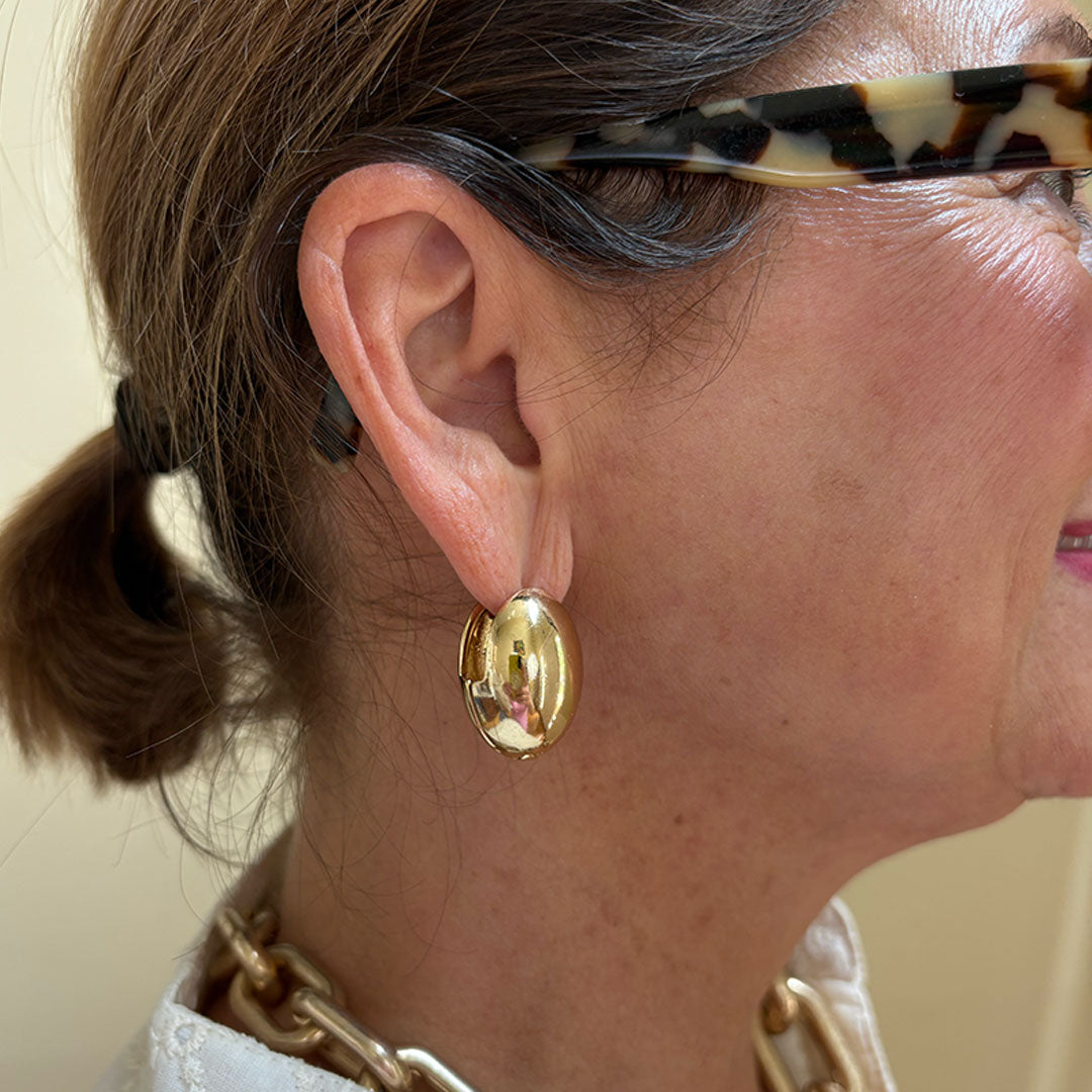 Gold Oval Hinge Earrings