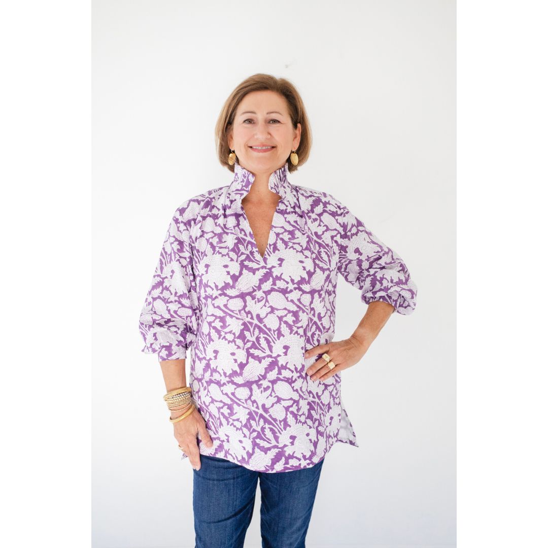 Ruffle Collar Top - Hyacinth