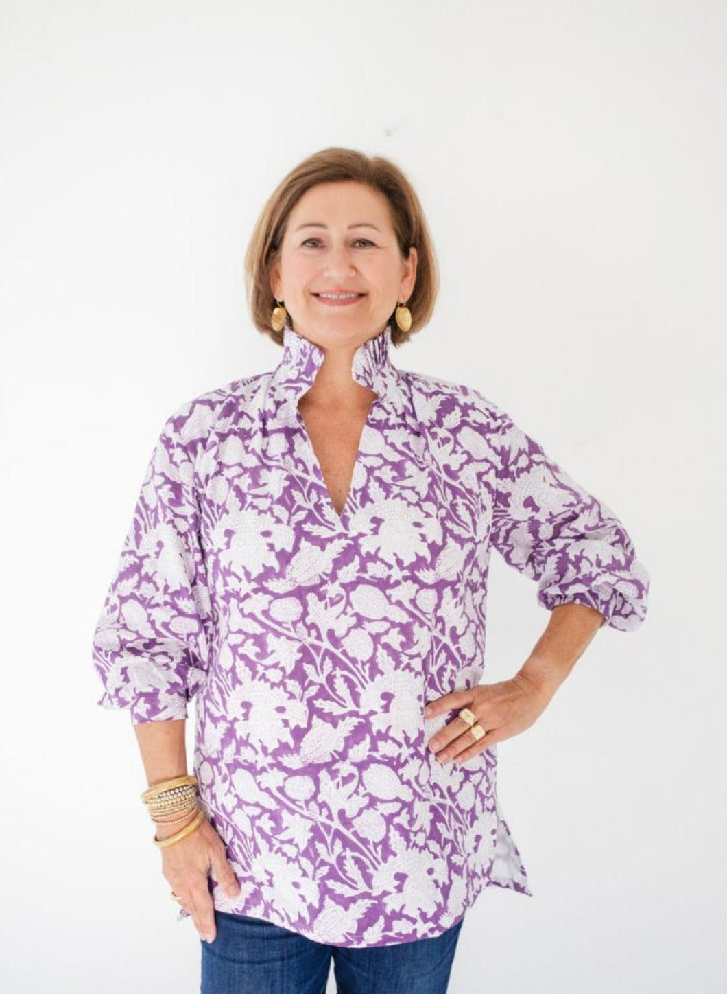 Ruffle Collar Top - Hyacinth