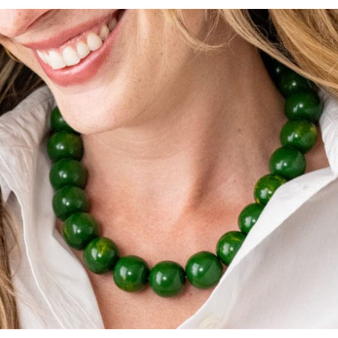 Iris Beaded Necklace - Green