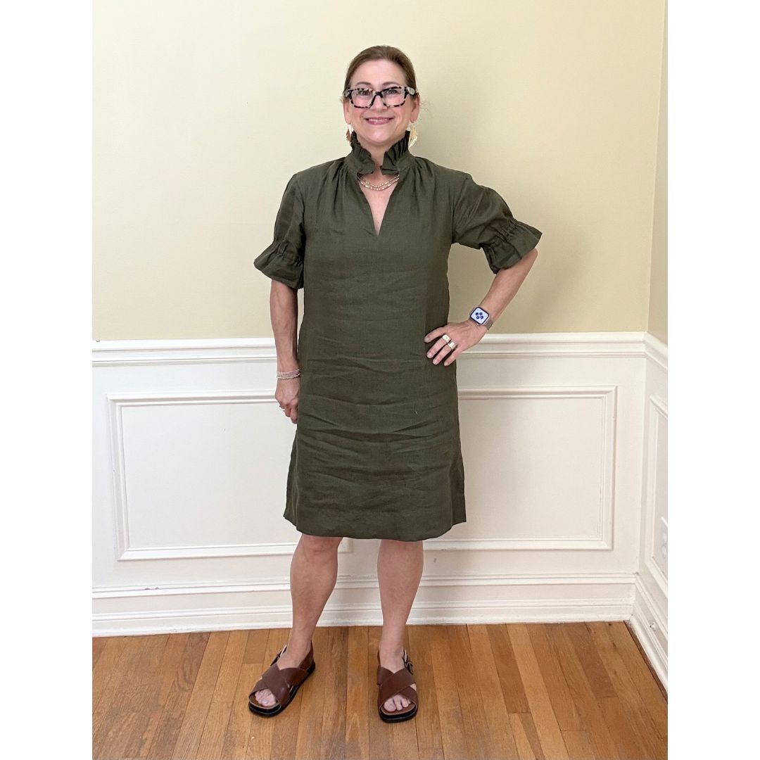 Linen Jillian Dress - Forest