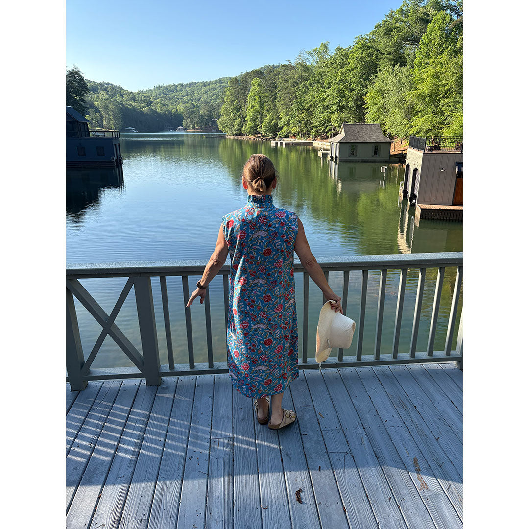 Kate Dress - Blue/Red Floral