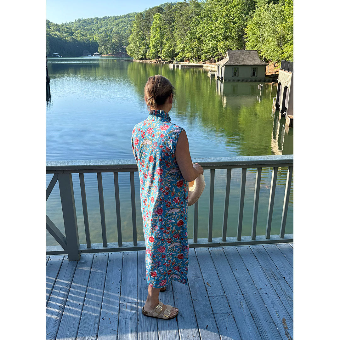 Kate Dress - Blue/Red Floral