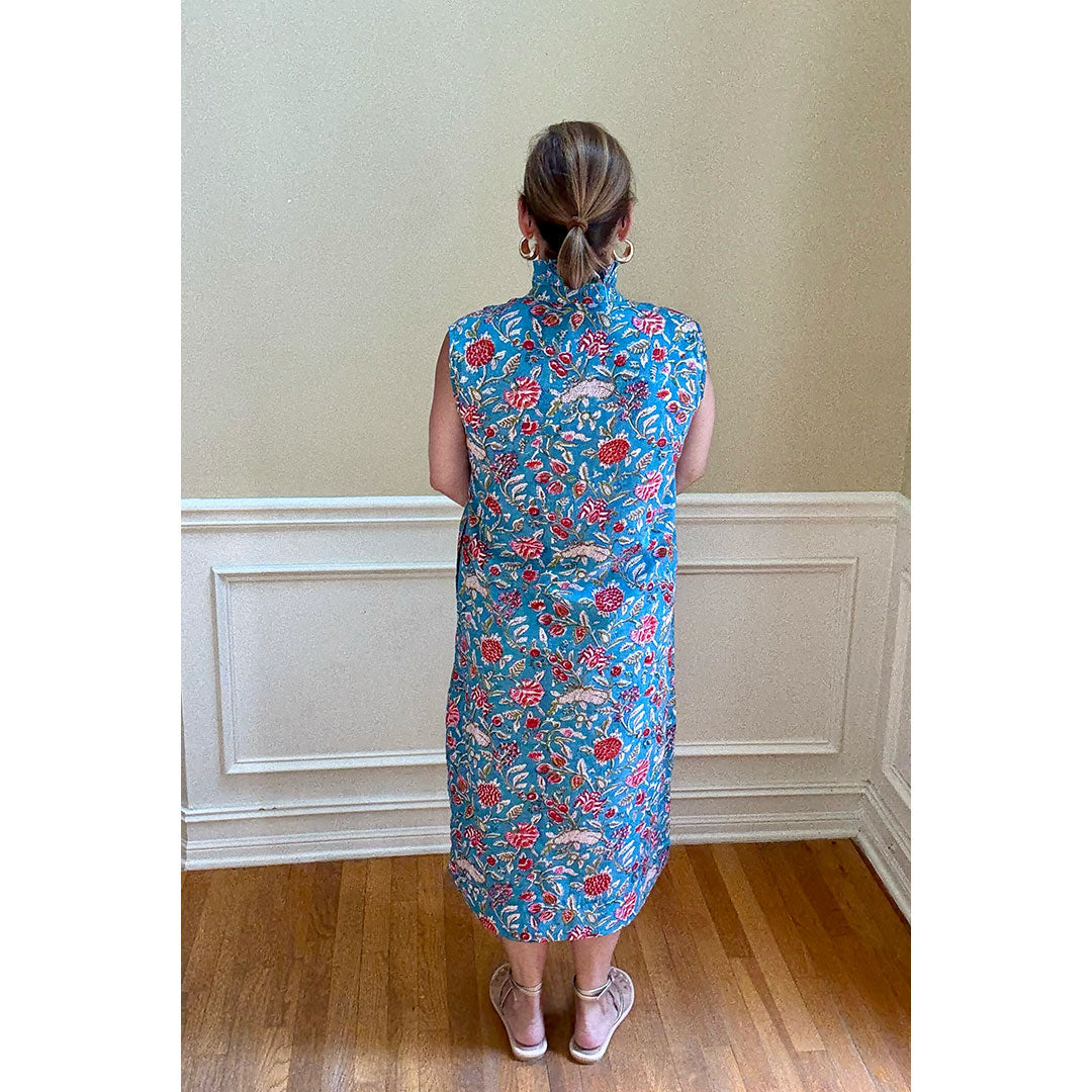 Kate Dress - Blue/Red Floral