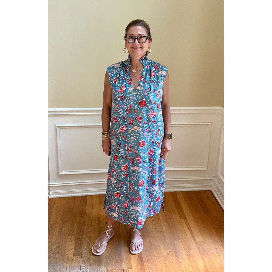 Kate Dress - Blue/Red Floral