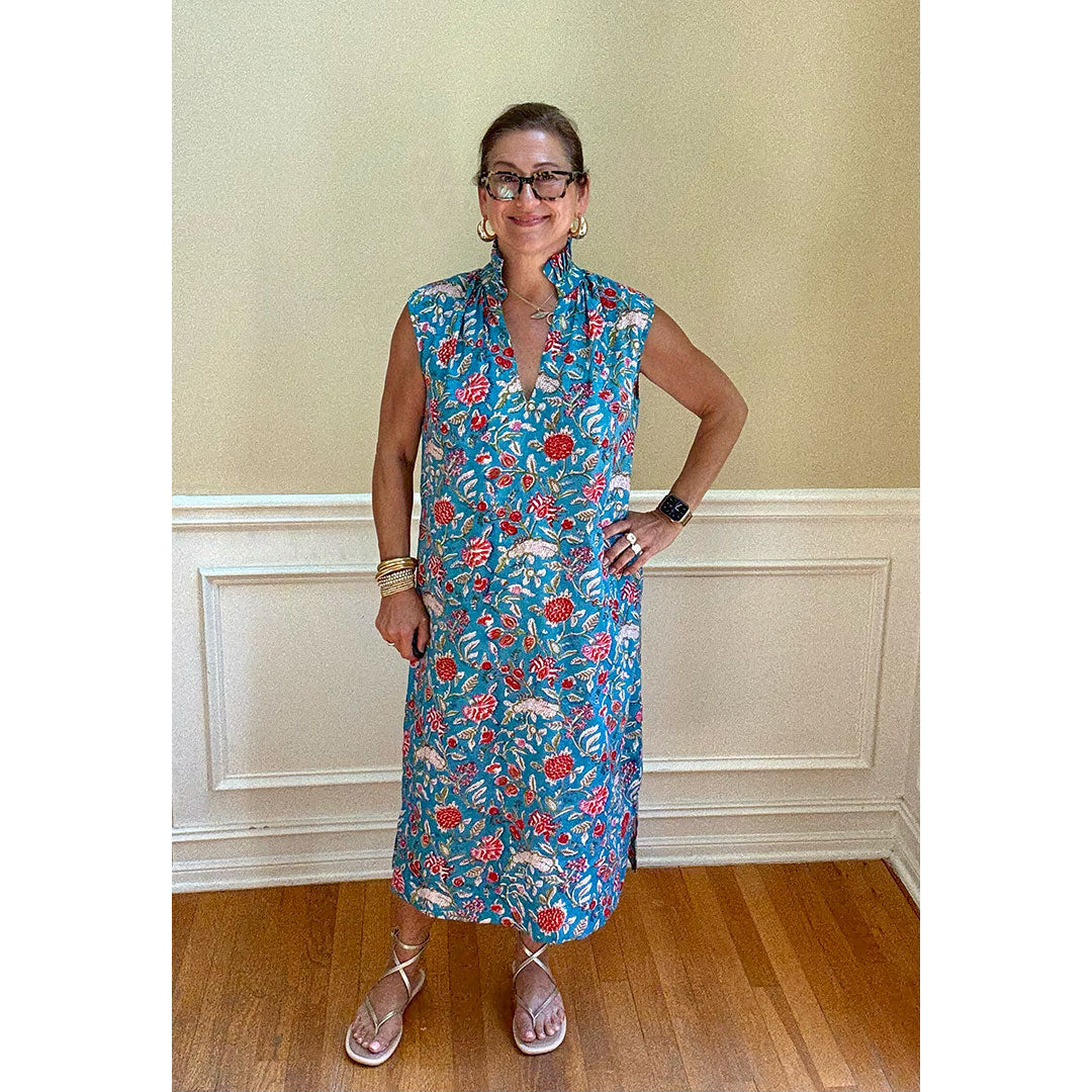 Kate Dress - Blue/Red Floral
