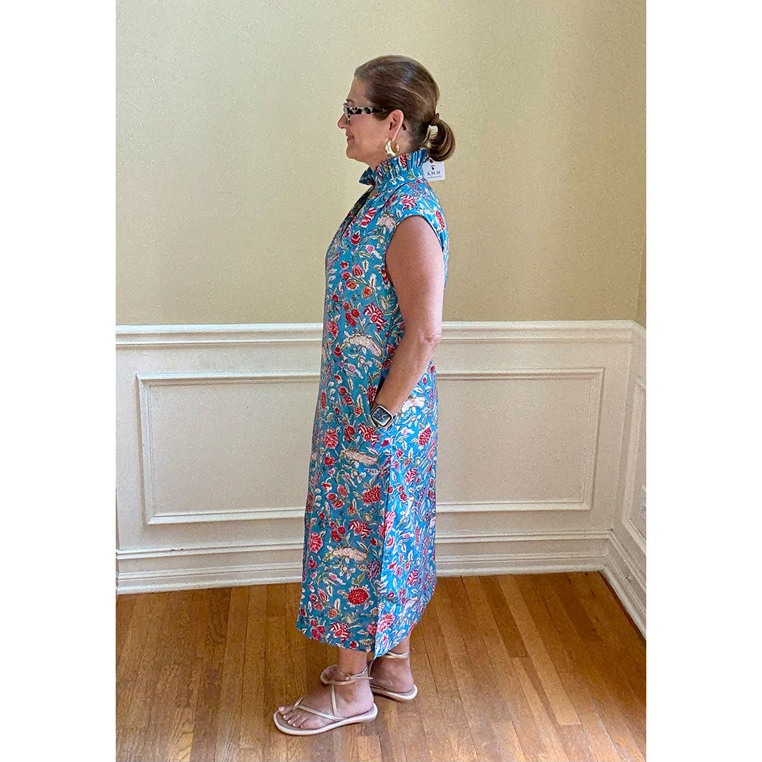 Kate Dress - Blue/Red Floral