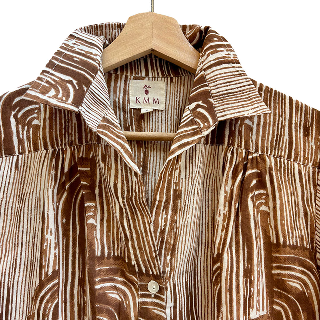 Kathya Printed Top - Brown Retro