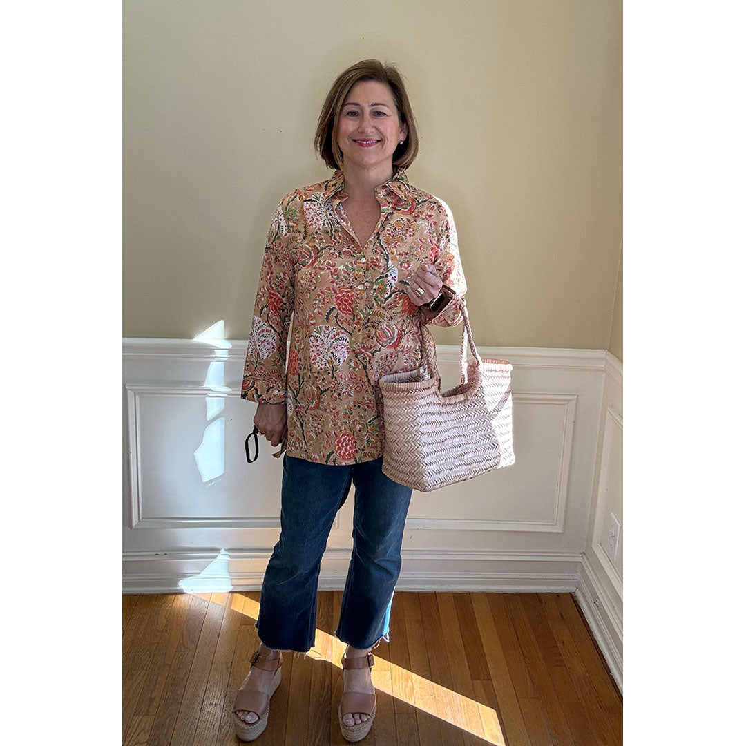 Lucia Printed Top - Gold Floral