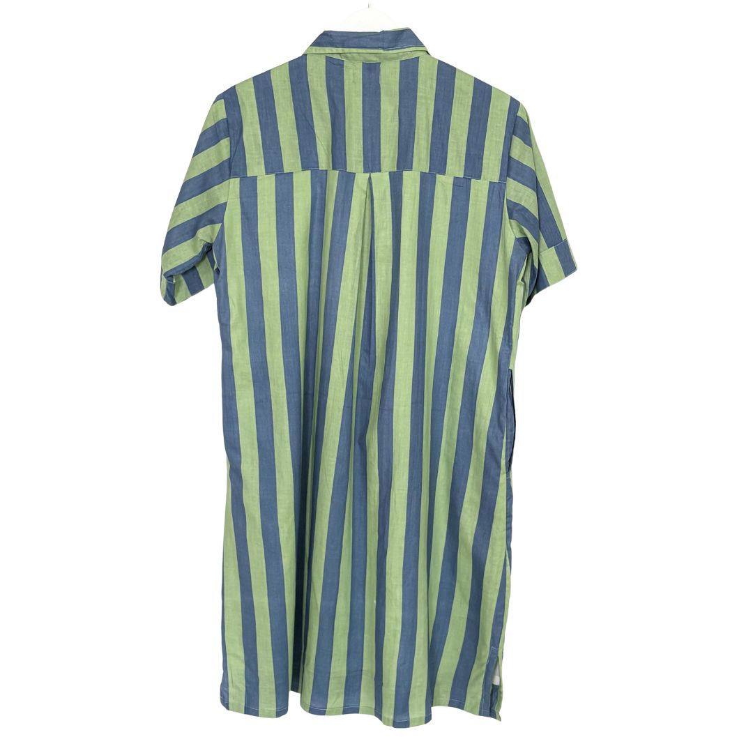 Lucia Short Dress - Blue/Green Stripe