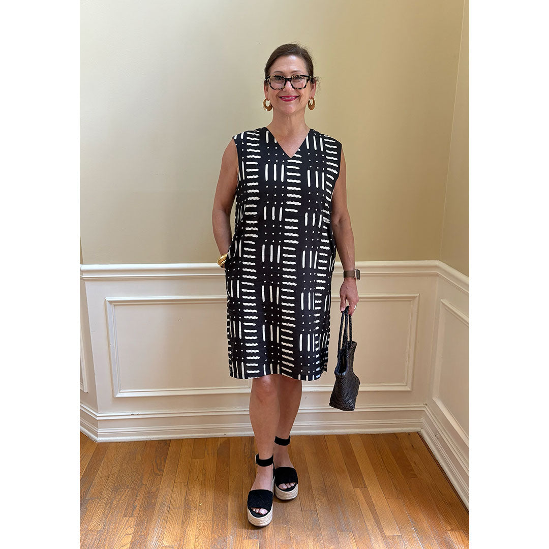 Mali Dress - Cream on Black