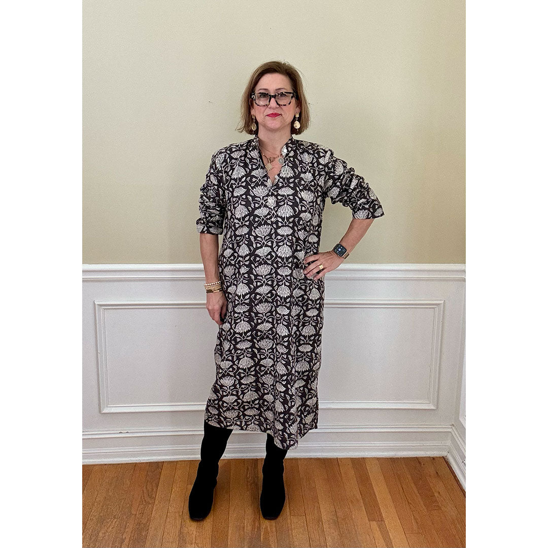 Maye Dress - Black and Cream Floral