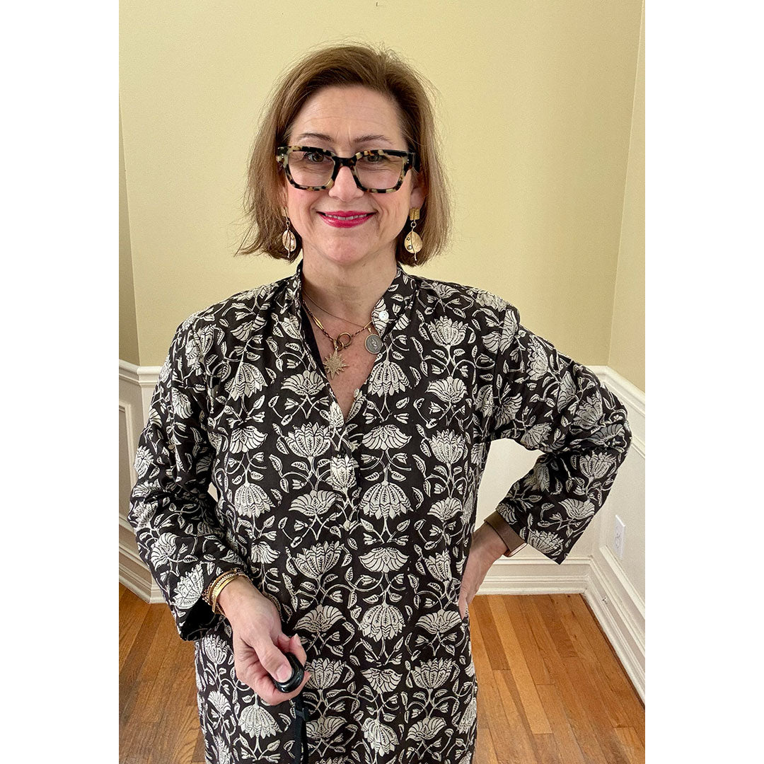 Maye Dress - Black and Cream Floral