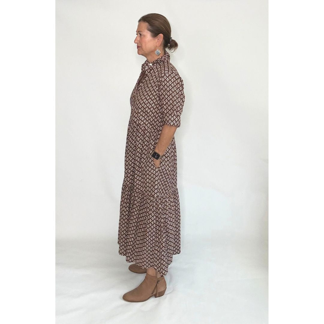 Renee Dress - Brown Floral Print