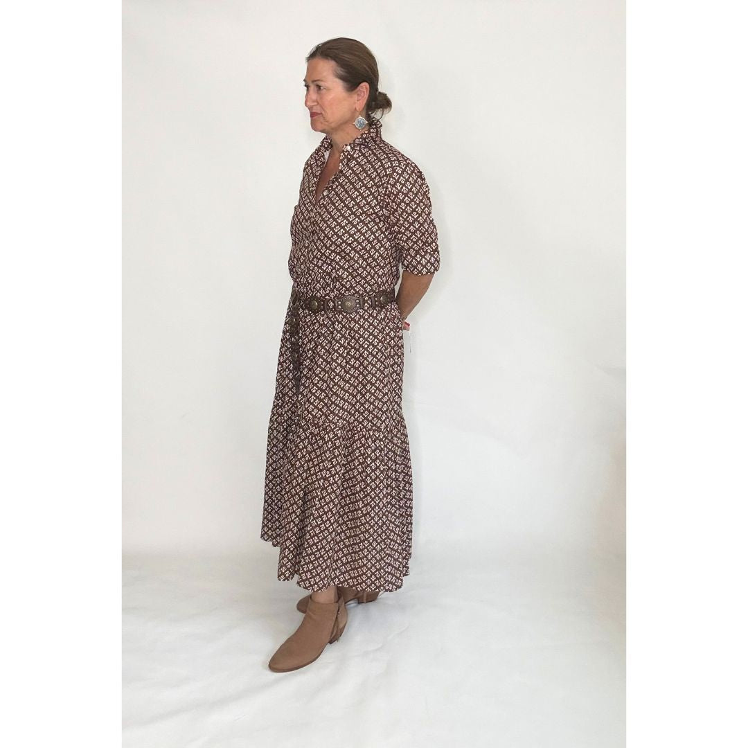 Renee Dress - Brown Floral Print