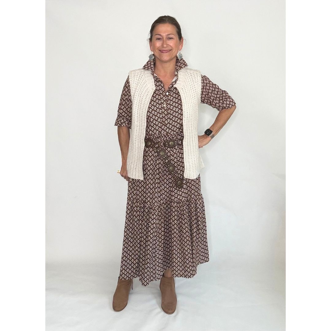 Renee Dress - Brown Floral Print