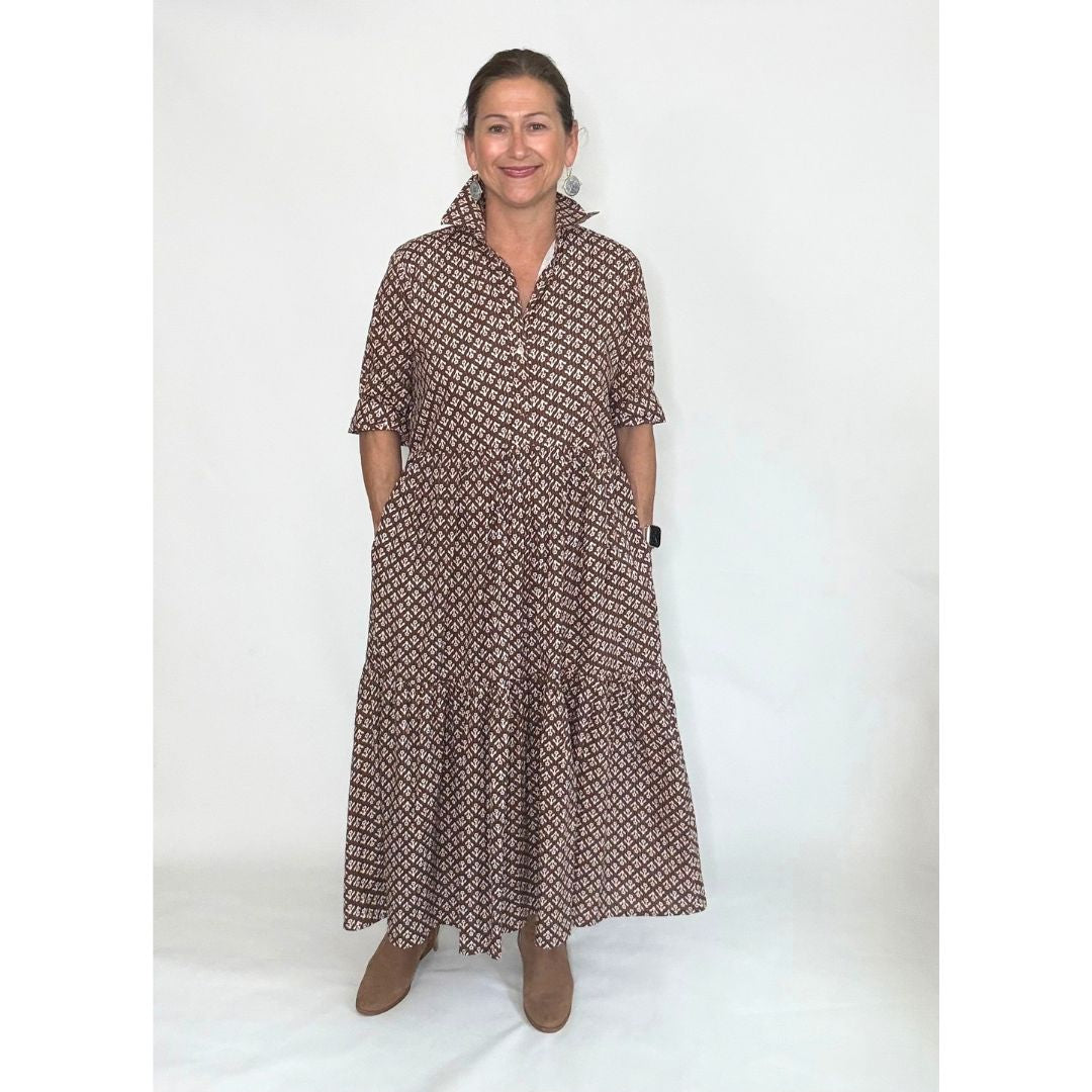 Renee Dress - Brown Floral Print