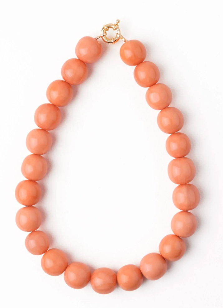 Iris Beaded Necklace - Light Coral