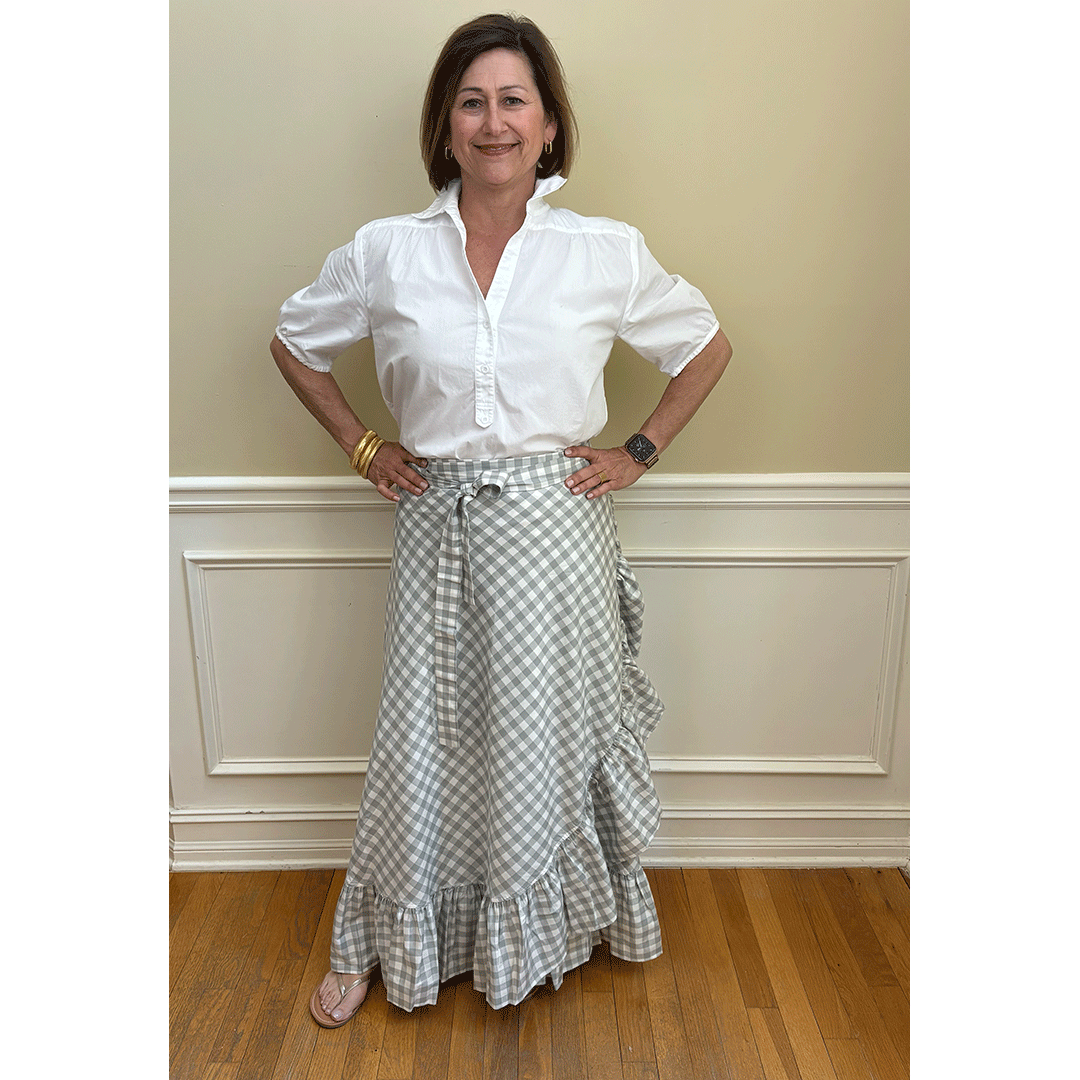 Sofia Wrap Skirt - Grey/White Check