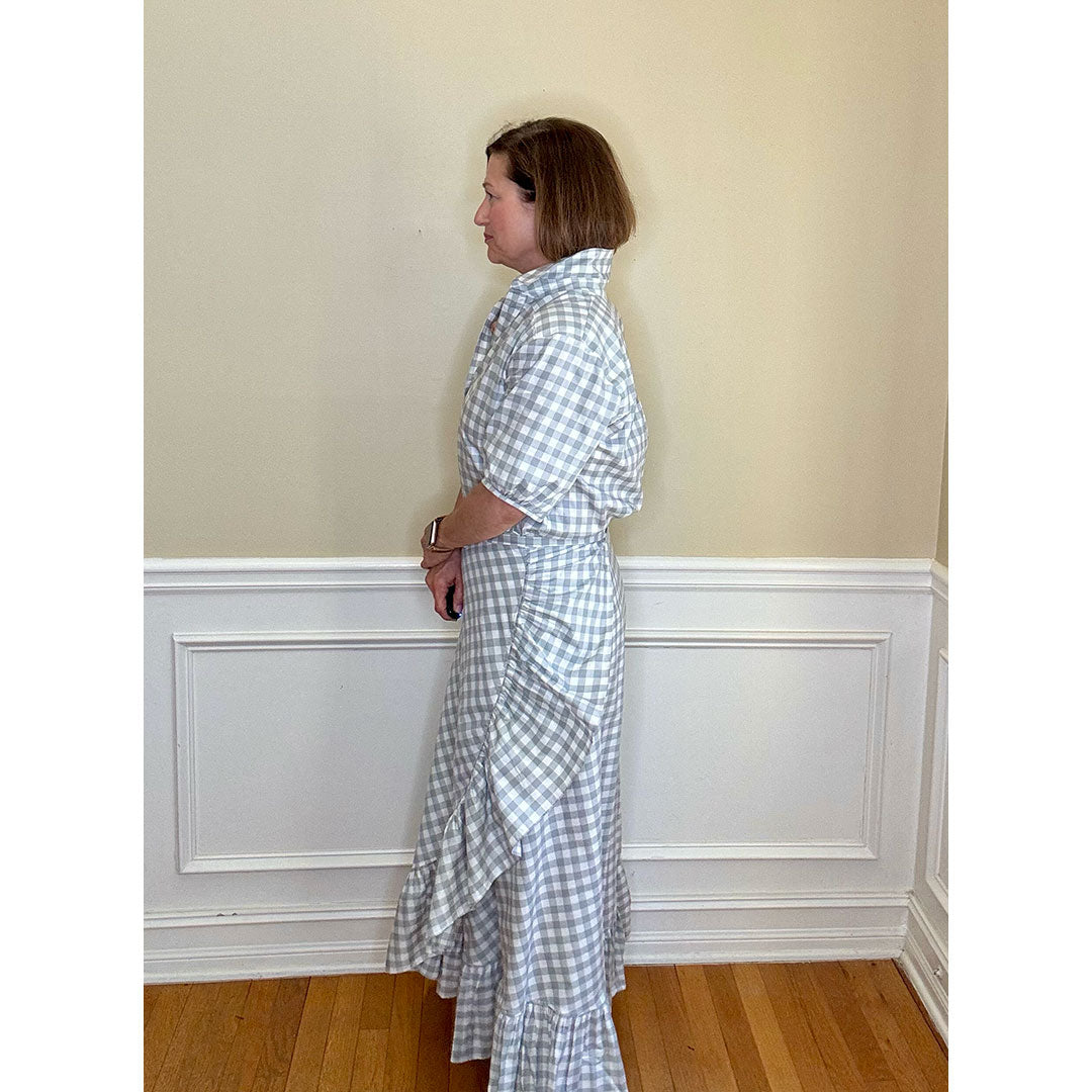 Sofia Wrap Skirt - Grey/White Check