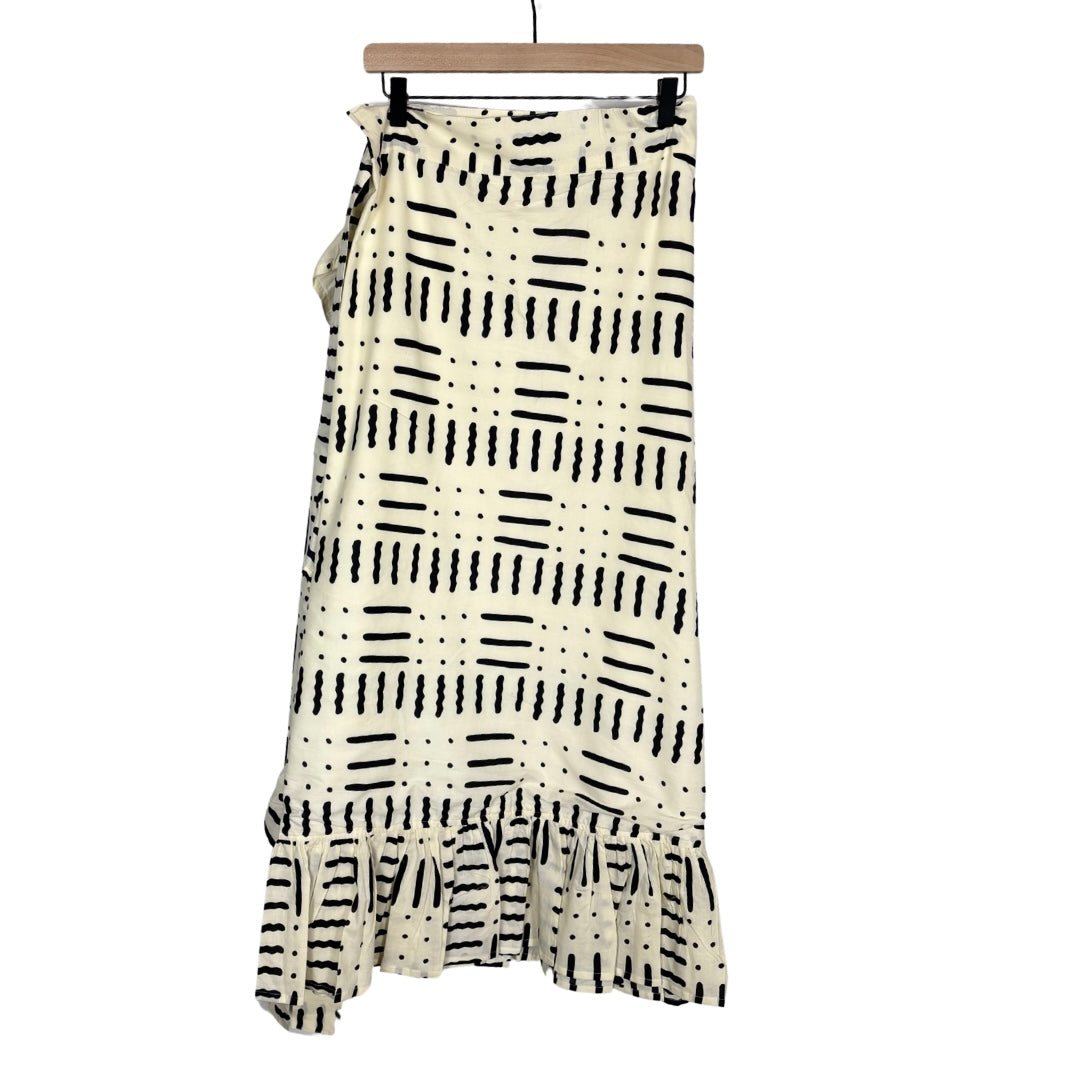 Sofia Printed Wrap Skirt - Cream/Black Geo Print