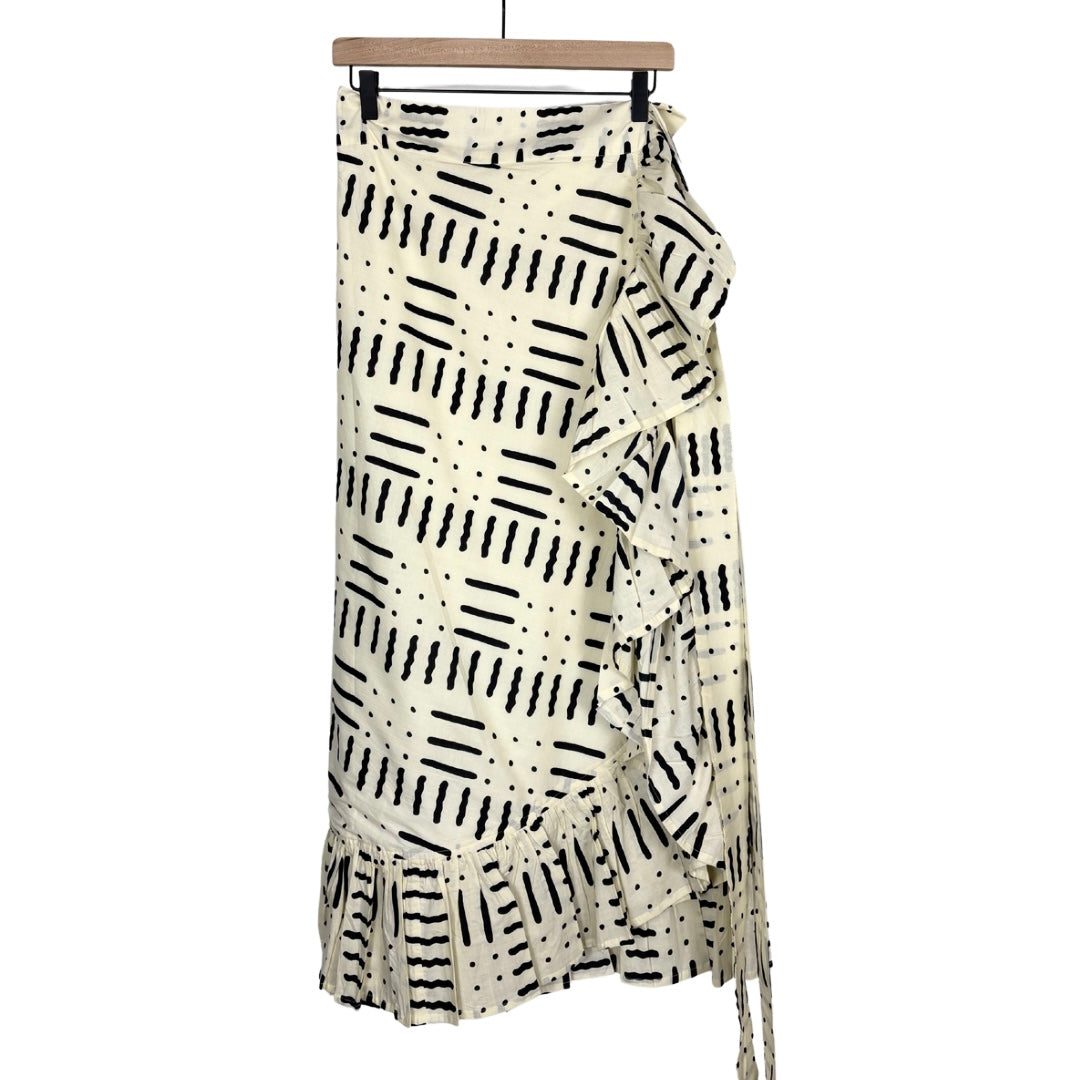Sofia Printed Wrap Skirt - Cream/Black Geo Print