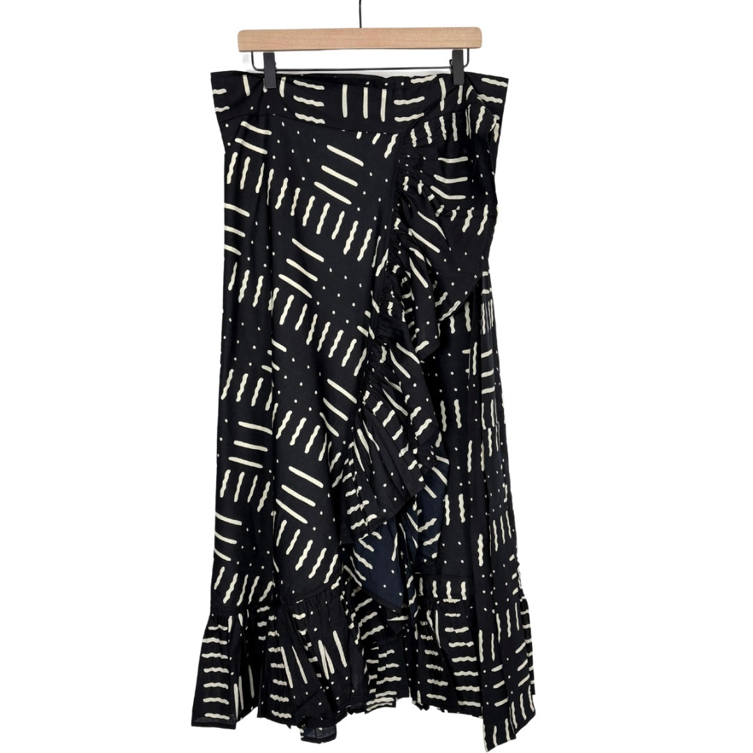 Sofia Printed Wrap Skirt - Black/Cream Geo Print
