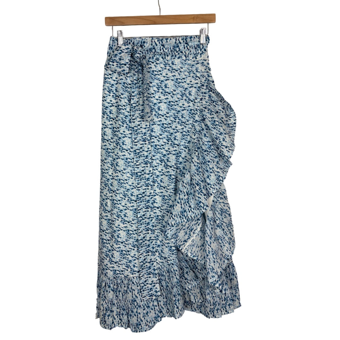Sofia Printed Wrap Skirt - Raindrops