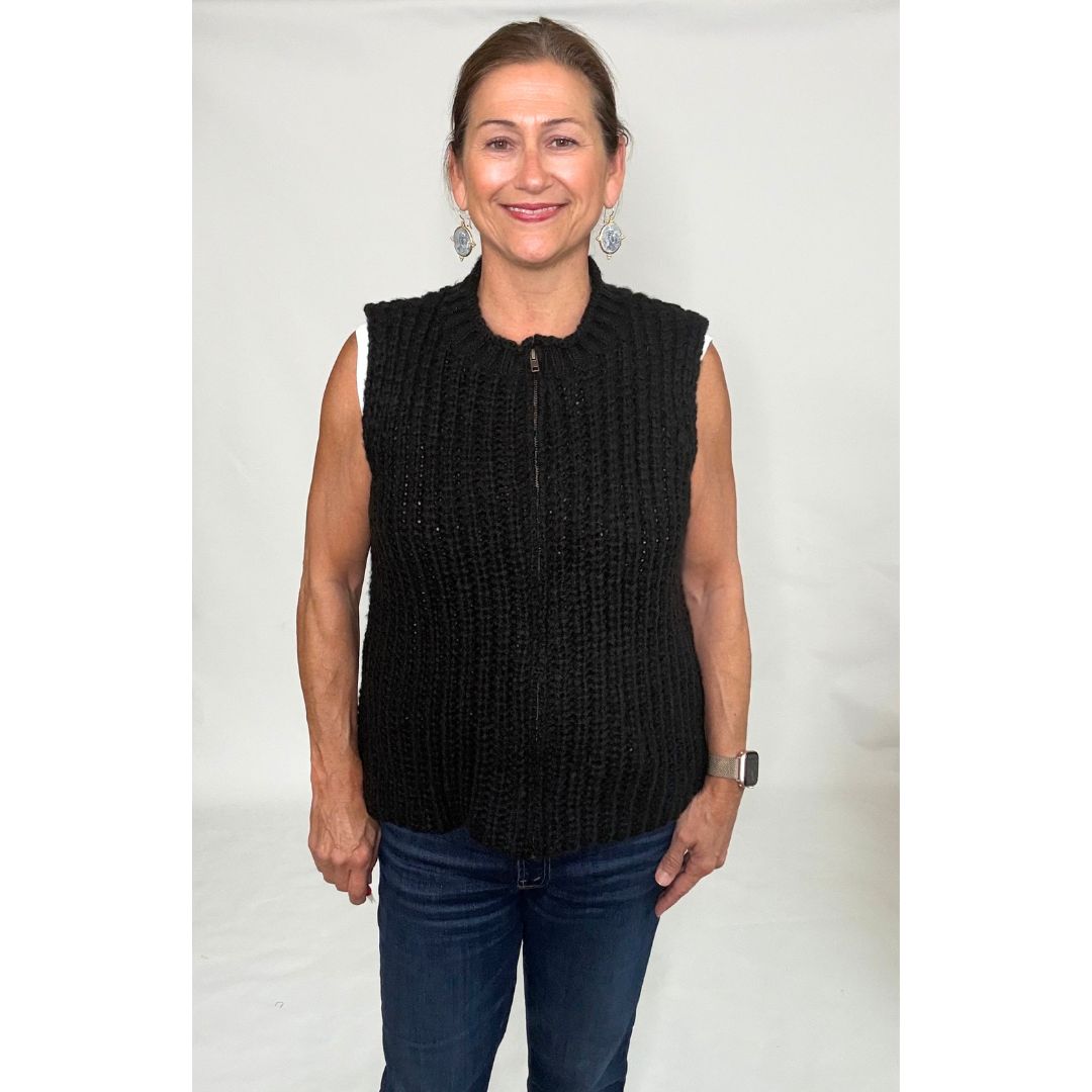 Tara Zip Vest - Black
