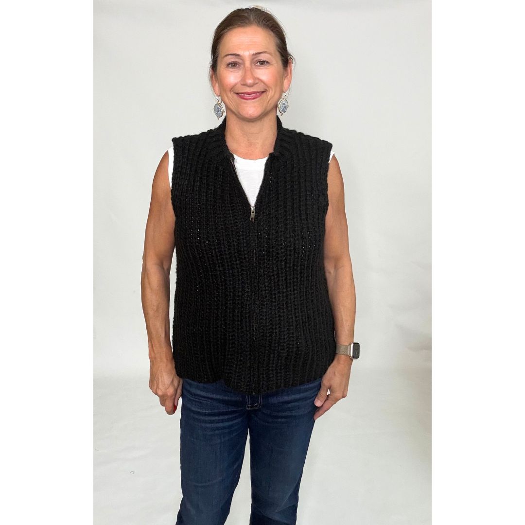 Tara Zip Vest - Black