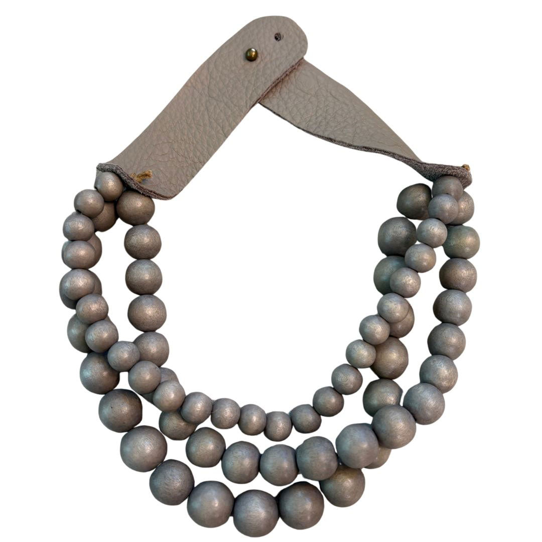 Short Beaded Necklace - Taupe