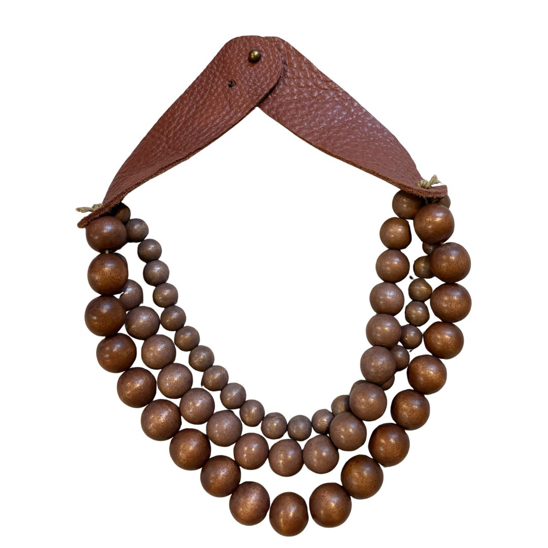 Short Beaded Necklace - Brown