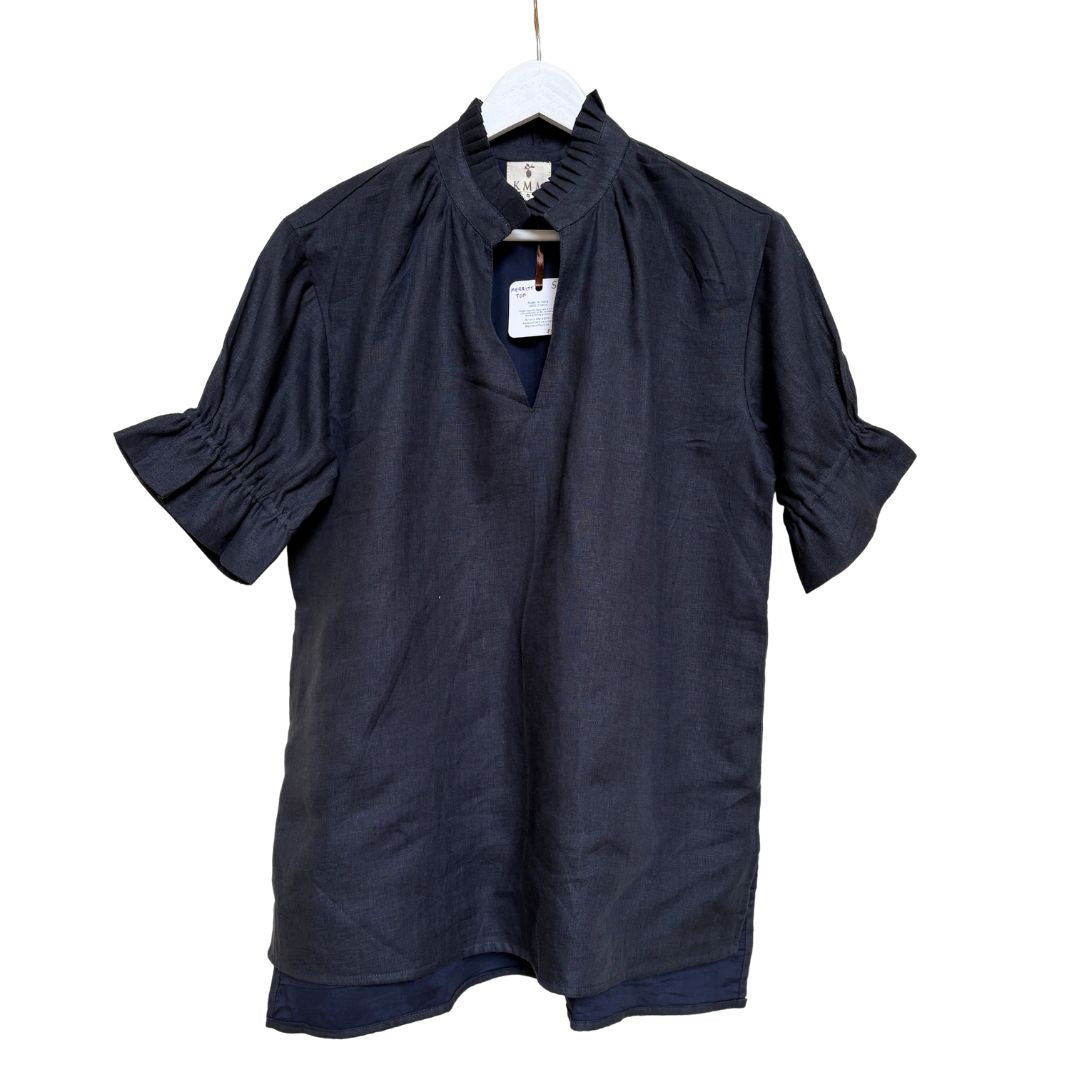 Linen Merritt Top - Navy