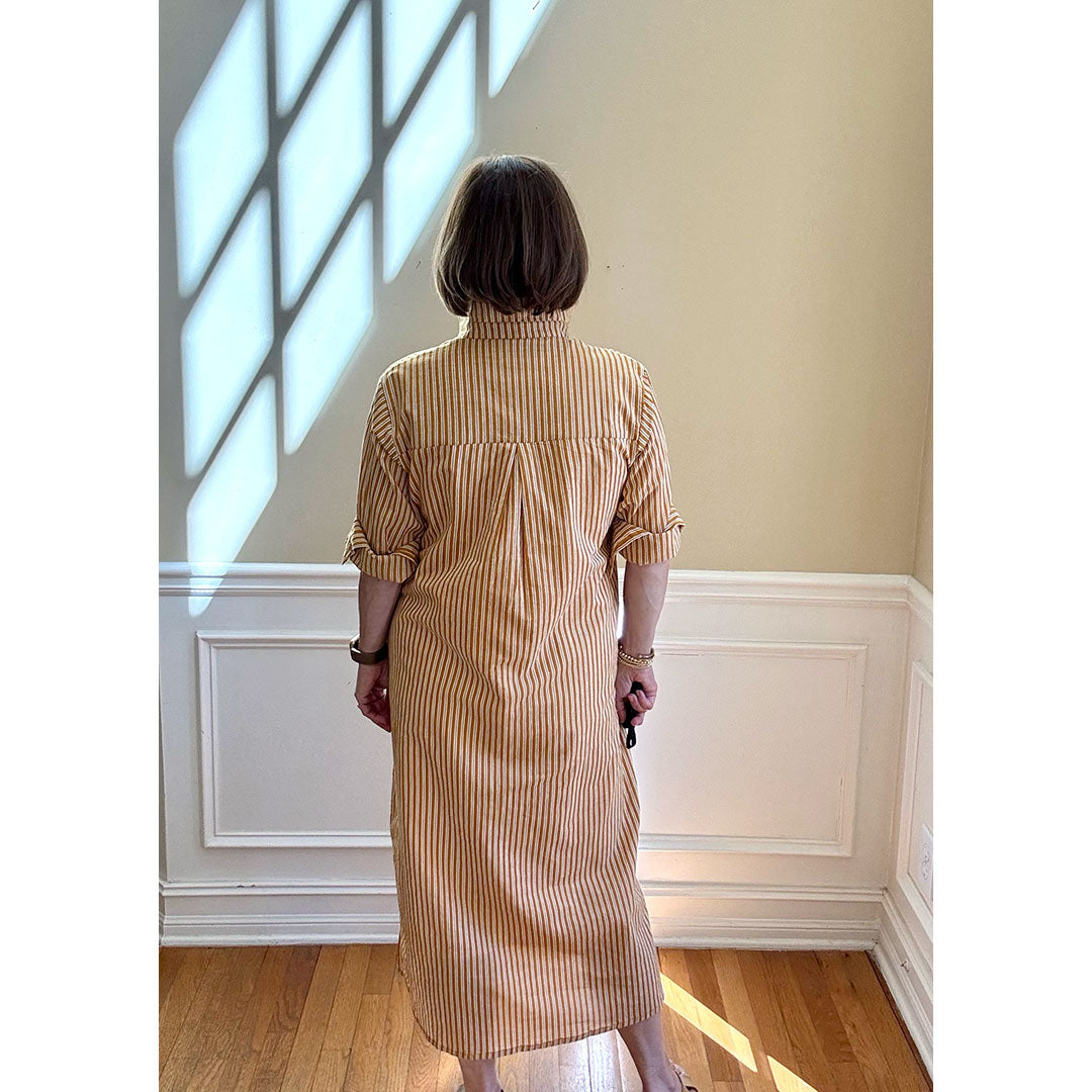 Lucia Midi Dress - Gold Stripe