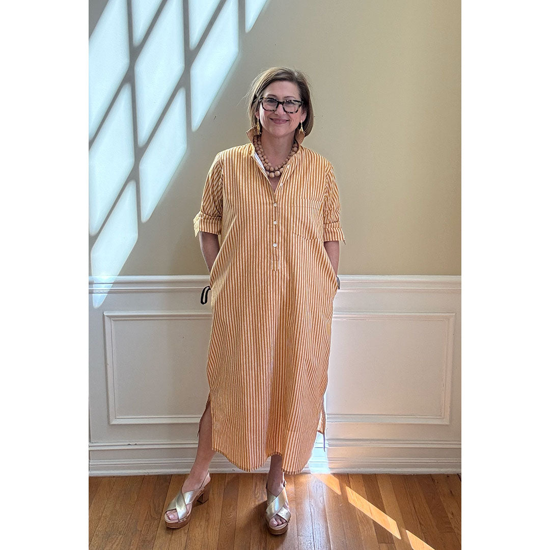 Lucia Midi Dress - Gold Stripe