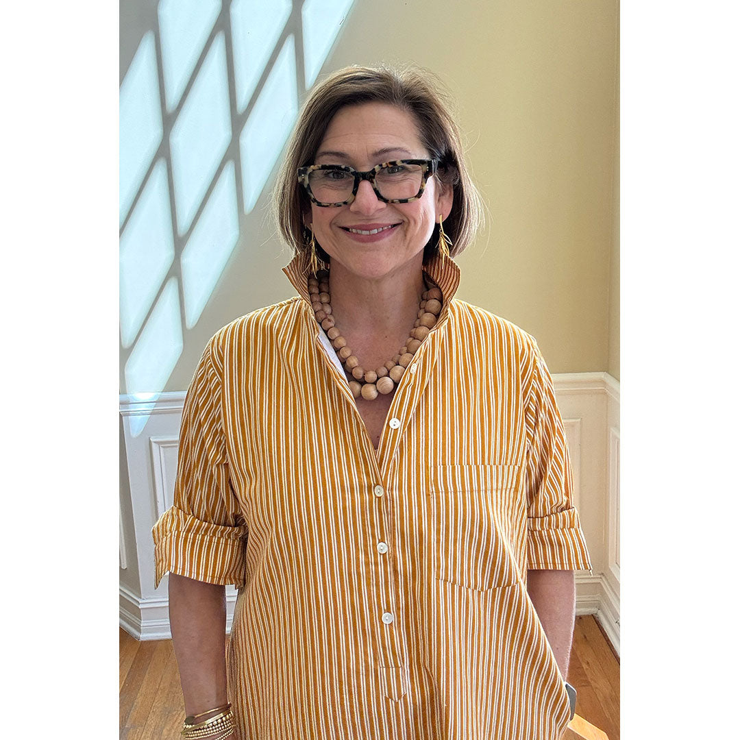 Lucia Midi Dress - Gold Stripe