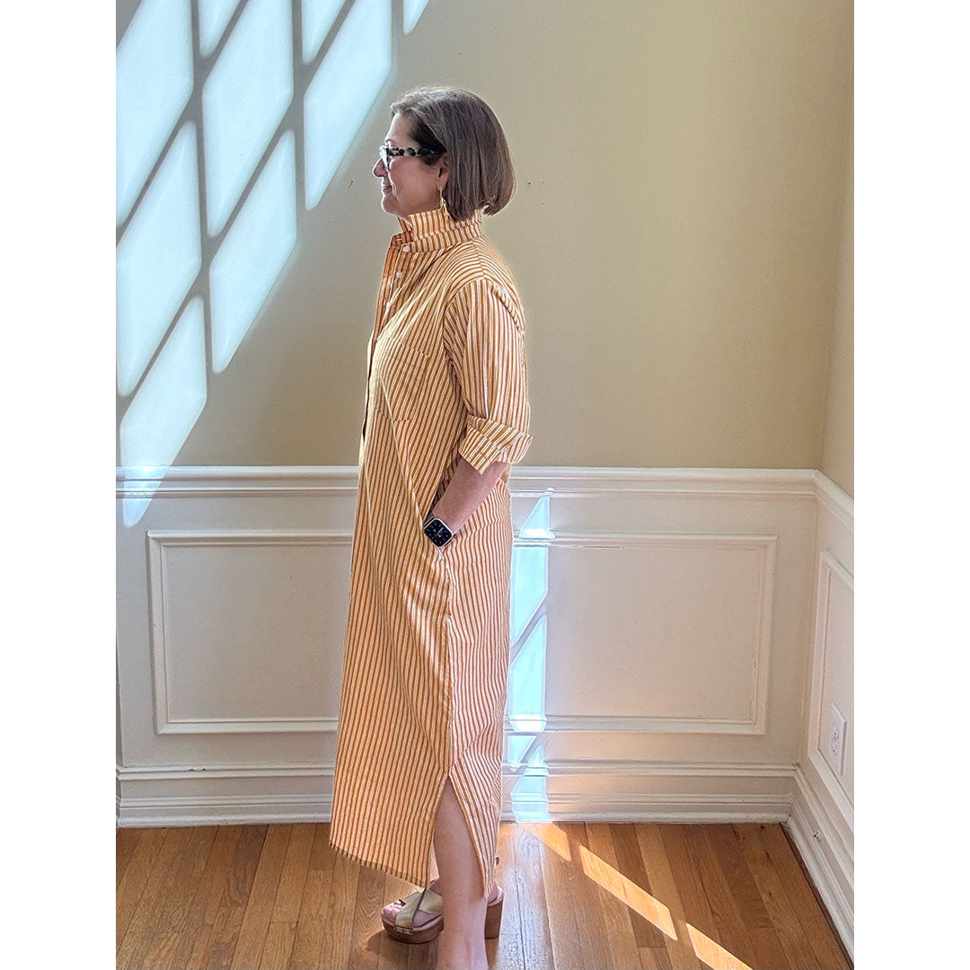 Lucia Midi Dress - Gold Stripe