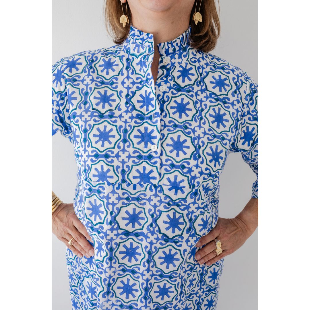 Margot Dress - Blue Geo