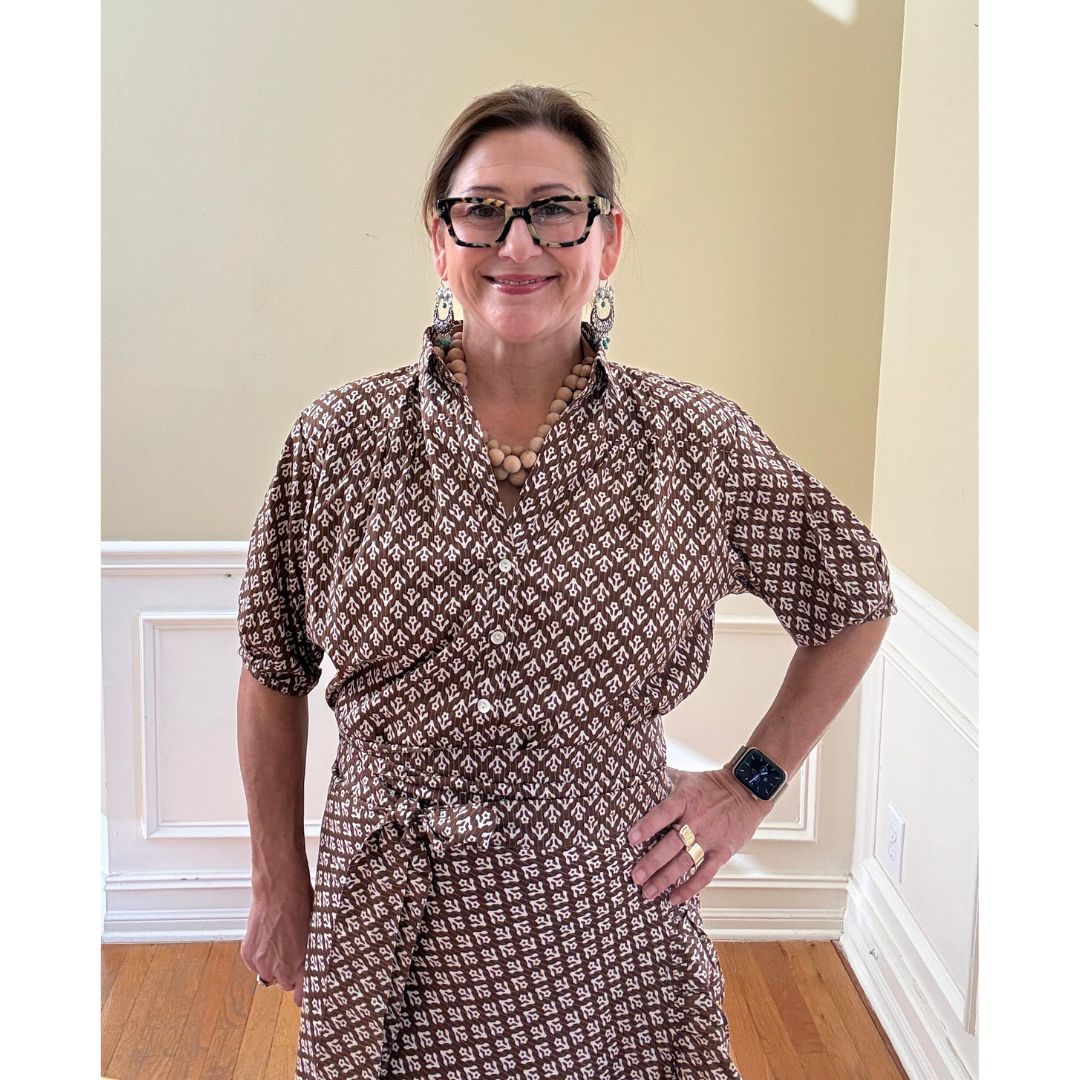 Kathya Popover Top - Brown Floral Print