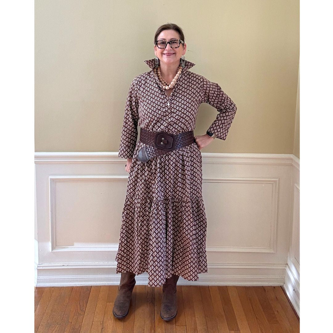 Renee Dress - Brown Floral Print