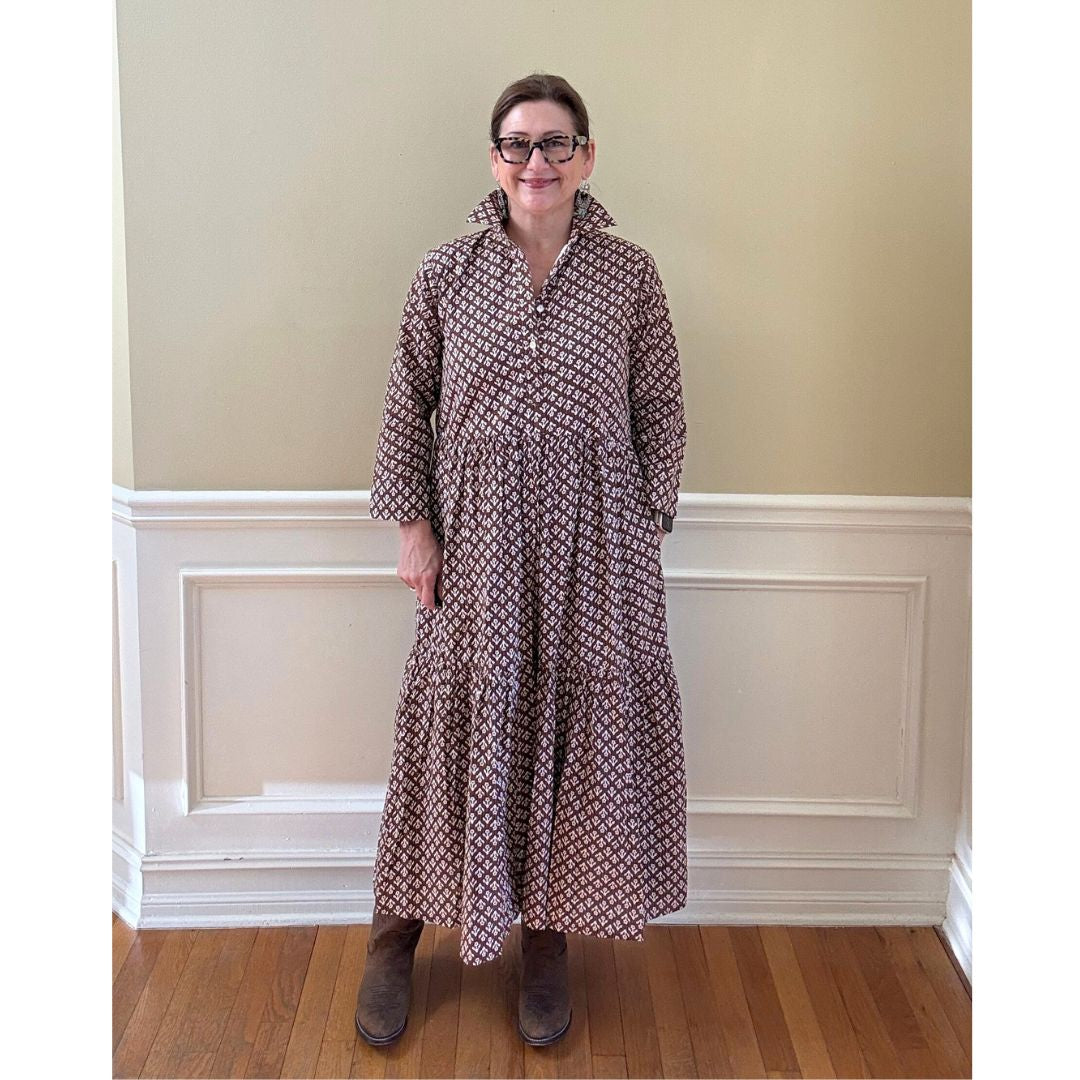 Renee Dress - Brown Floral Print