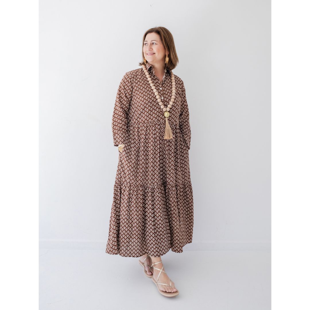 Renee Dress - Brown Floral Print