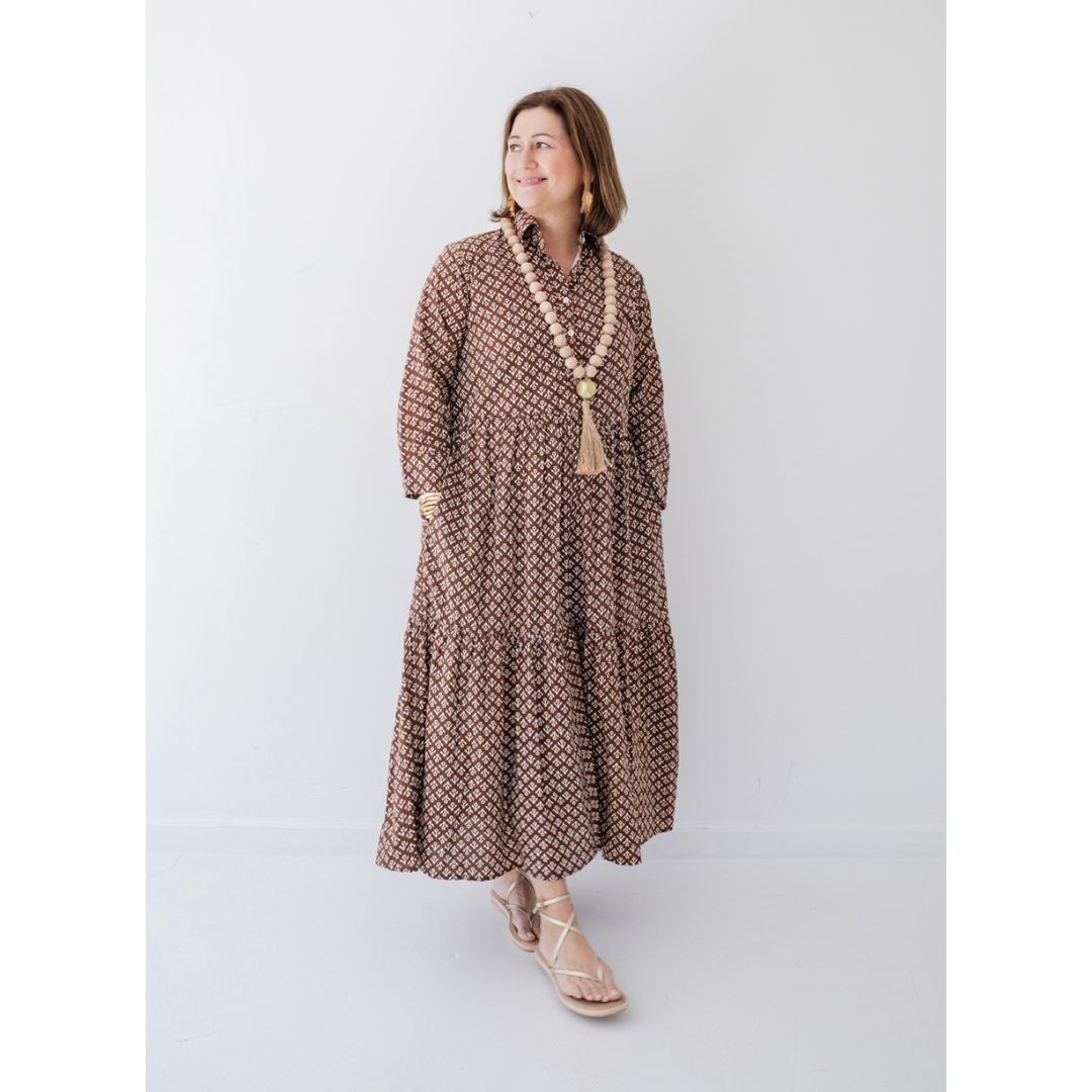 Renee Dress - Brown Floral Print