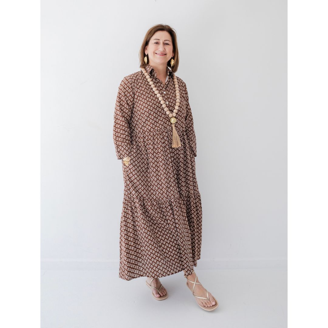 Renee Dress - Brown Floral Print