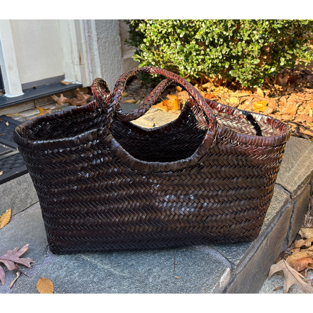 Gigi Woven Leather Bag - Espresso